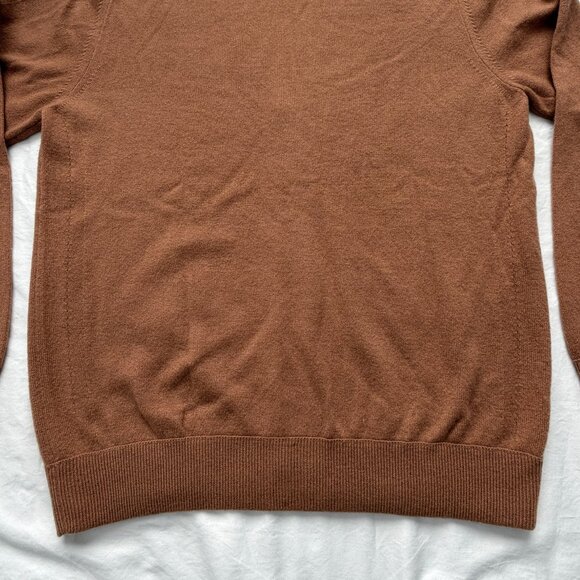 FERRAGAMO Camel Cashmere Cardigan V-Neck Sweater M/L - Picture 9 of 12